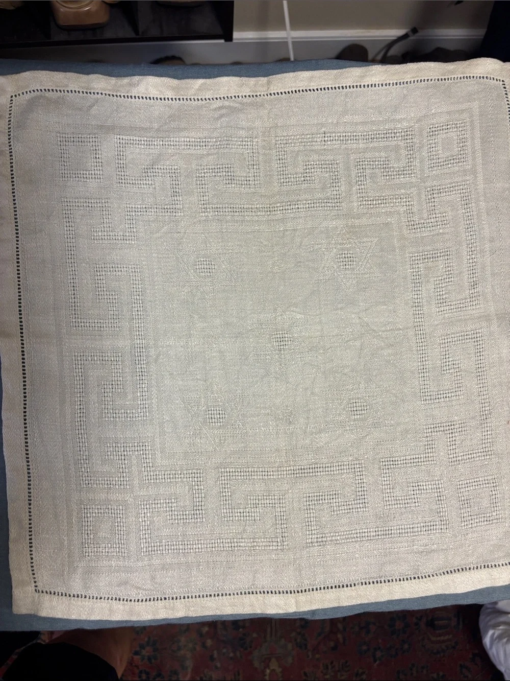 Classic Embroidered Linen Napkins- Cream